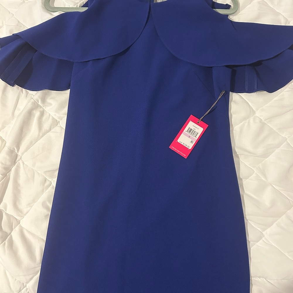 Vince Camuto Blue Ruffle Dress